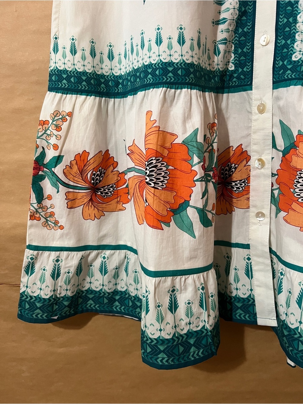 IslaPayal | Lisbon Mini Dress Zinnia Floral White Button Front Size XL - Picture 9 of 13